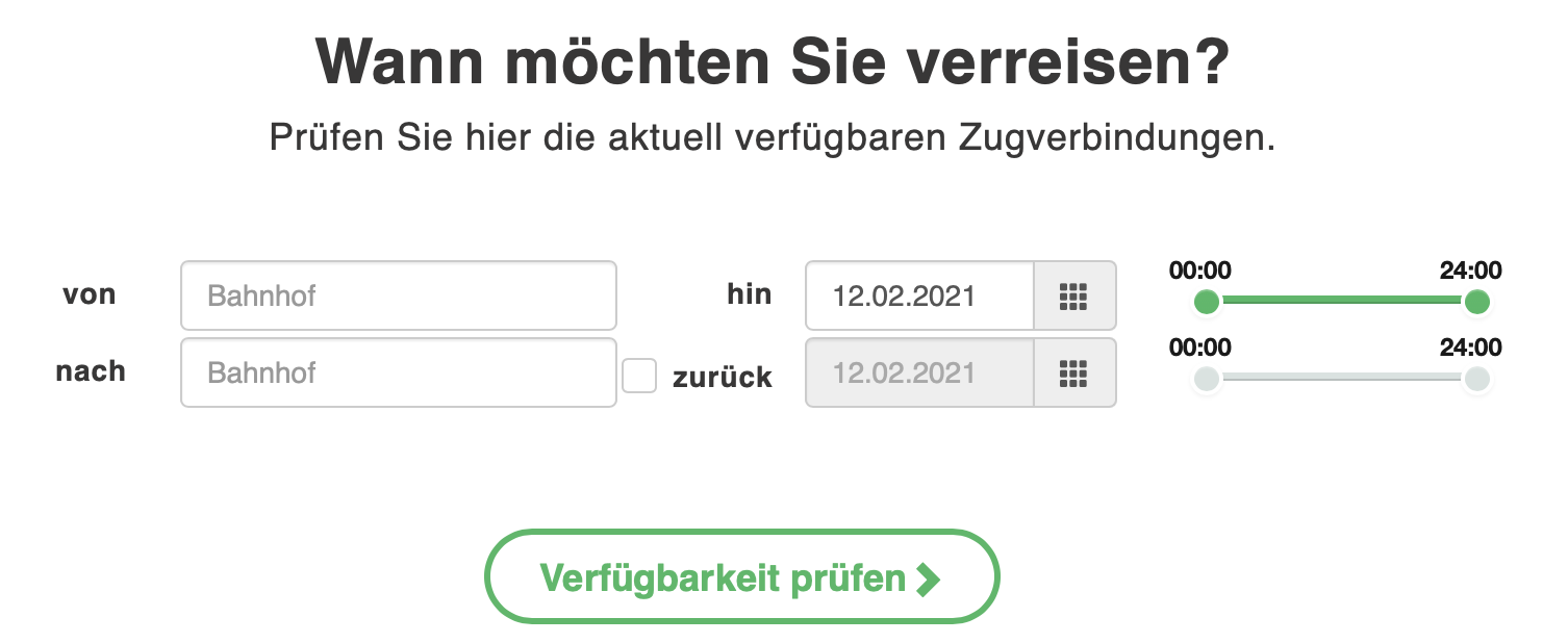 MyTrain Verfügbarkeitscheck
