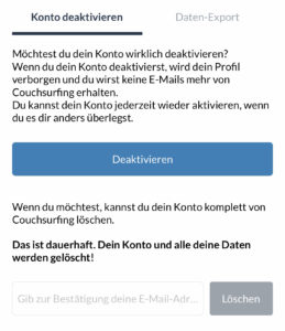 Couchsurfing Account löschen
