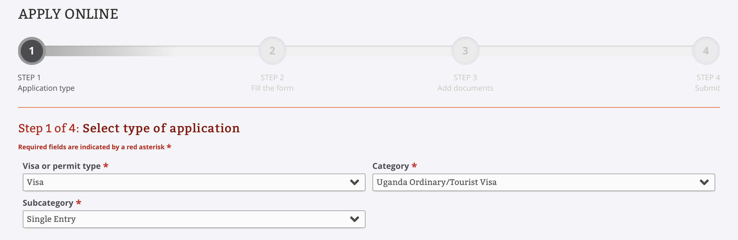 Schritt 1 Uganda Visum