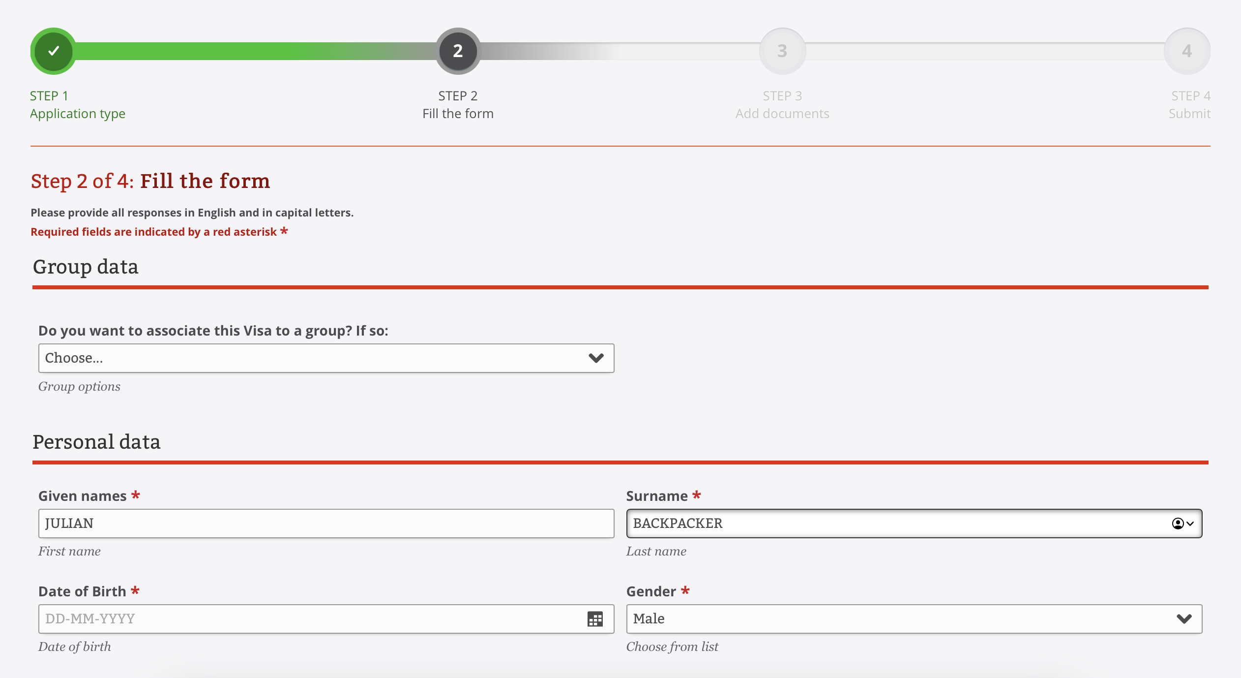 Schritt 2 Uganda Visum