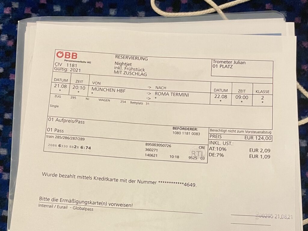 Reservierung ÖBB Nachtzug